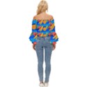 Fruit Texture Wave Fruits Off Shoulder Flutter Bell Sleeve Top View4