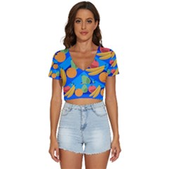 Fruit Texture Wave Fruits V-neck Crop Top by Askadina