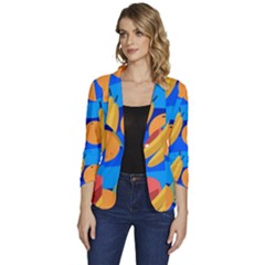 Fruit Texture Wave Fruits Women s One-button 3/4 Sleeve Short Jacket by Askadina