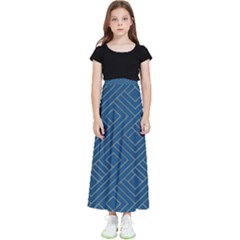 Plaid Background Blue Kids  Flared Maxi Skirt by Askadina