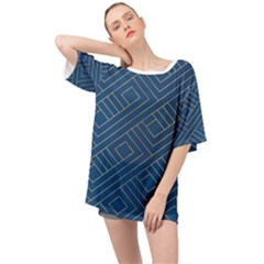 Plaid Background Blue Oversized Chiffon Top by Askadina