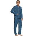 Plaid Background Blue Men s Long Sleeve Velvet Pocket Pajamas Set View2