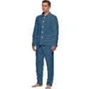 Plaid Background Blue Men s Long Sleeve Velvet Pocket Pajamas Set View3