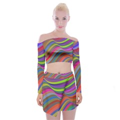 Psychedelic Surreal Background Off Shoulder Top With Mini Skirt Set by Askadina