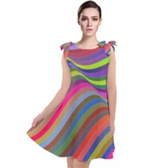 Psychedelic Surreal Background Tie Up Tunic Dress