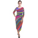 Psychedelic Surreal Background Quarter Sleeve Midi Velour Bodycon Dress View1