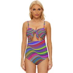 Psychedelic Surreal Background Knot Front One-piece Swimsuit by Askadina