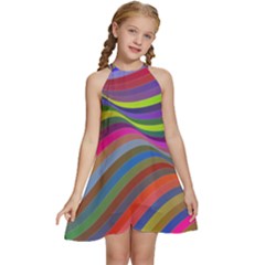 Psychedelic Surreal Background Kids  Halter Collar Waist Tie Chiffon Dress by Askadina