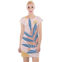 Summer Pattern Tropical Design Nature Green Plant Cap Sleeve Bodycon Dress