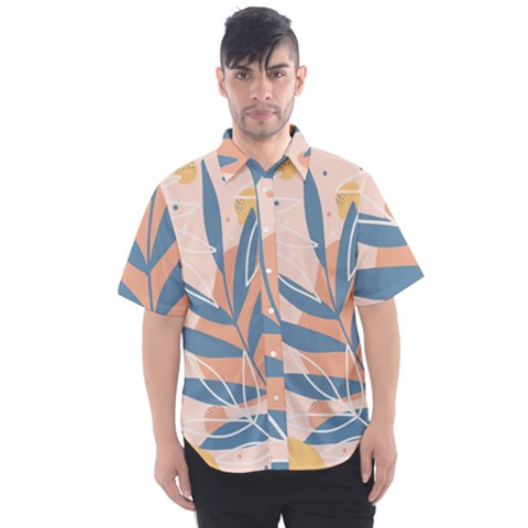 Summer Pattern Tropical Design Nature Green Plant Men s Short Sleeve Shirt by Maspions