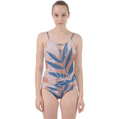 Summer Pattern Tropical Design Nature Green Plant Cut Out Top Tankini Set