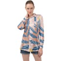 Summer Pattern Tropical Design Nature Green Plant Long Sleeve Satin Shirt View1