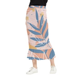 Summer Pattern Tropical Design Nature Green Plant Maxi Fishtail Chiffon Skirt