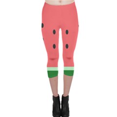 Watermelon Melon Fruit Healthy Food Meal Breakfast Lunch Juice Lemonade Summer Capri Leggings  by Maspions