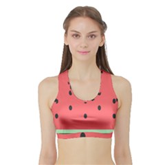 Watermelon Melon Fruit Healthy Food Meal Breakfast Lunch Juice Lemonade Summer Sports Bra With Border