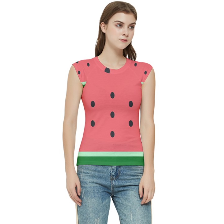 Watermelon Melon Fruit Healthy Food Meal Breakfast Lunch Juice Lemonade Summer Women s Raglan Cap Sleeve T-Shirt