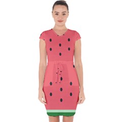 Watermelon Melon Fruit Healthy Food Meal Breakfast Lunch Juice Lemonade Summer Capsleeve Drawstring Dress 