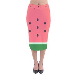 Watermelon Melon Fruit Healthy Food Meal Breakfast Lunch Juice Lemonade Summer Velvet Midi Pencil Skirt by Maspions