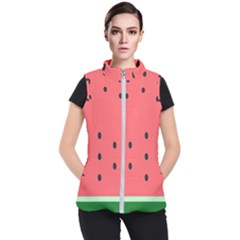 Watermelon Melon Fruit Healthy Food Meal Breakfast Lunch Juice Lemonade Summer Women s Puffer Vest