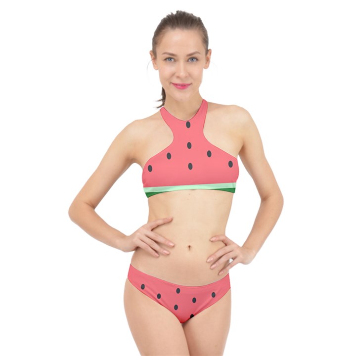 Watermelon Melon Fruit Healthy Food Meal Breakfast Lunch Juice Lemonade Summer High Neck Bikini Set