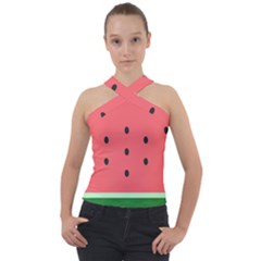 Watermelon Melon Fruit Healthy Food Meal Breakfast Lunch Juice Lemonade Summer Cross Neck Velour Top by Maspions