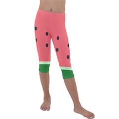 Watermelon Melon Fruit Healthy Food Meal Breakfast Lunch Juice Lemonade Summer Kids  Lightweight Velour Capri Leggings  by Maspions