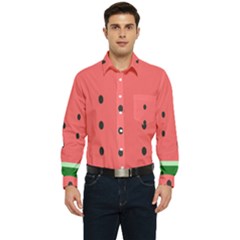 Watermelon Melon Fruit Healthy Food Meal Breakfast Lunch Juice Lemonade Summer Men s Long Sleeve Pocket Shirt  by Maspions