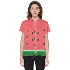 Watermelon Melon Fruit Healthy Food Meal Breakfast Lunch Juice Lemonade Summer Short Sleeve Pocket Shirt by Maspions