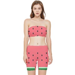 Watermelon Melon Fruit Healthy Food Meal Breakfast Lunch Juice Lemonade Summer Stretch Shorts And Tube Top Set by Maspions