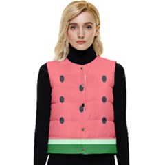 Watermelon Melon Fruit Healthy Food Meal Breakfast Lunch Juice Lemonade Summer Women s Button Up Puffer Vest by Maspions