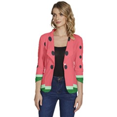 Watermelon Melon Fruit Healthy Food Meal Breakfast Lunch Juice Lemonade Summer Women s One-button 3/4 Sleeve Short Jacket