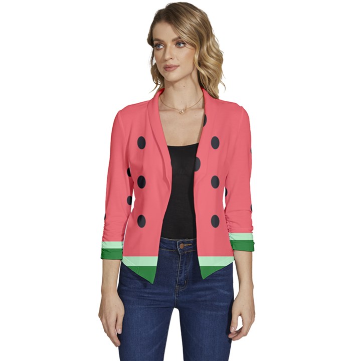 Watermelon Melon Fruit Healthy Food Meal Breakfast Lunch Juice Lemonade Summer Women s Casual 3/4 Sleeve Spring Jacket