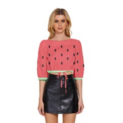 Watermelon Melon Fruit Healthy Food Meal Breakfast Lunch Juice Lemonade Summer Mid Sleeve Drawstring Hem Top