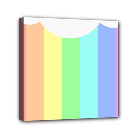 Rainbow Cloud Background Pastel Template Multi Coloured Abstract Mini Canvas 6  X 6  (stretched)