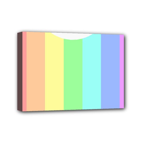 Rainbow Cloud Background Pastel Template Multi Coloured Abstract Mini Canvas 7  X 5  (stretched)