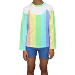 Rainbow Cloud Background Pastel Template Multi Coloured Abstract Kids  Long Sleeve Swimwear