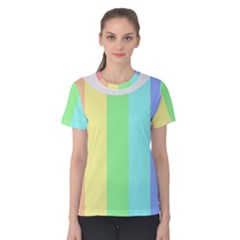 Rainbow Cloud Background Pastel Template Multi Coloured Abstract Women s Cotton T-shirt