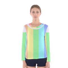 Rainbow Cloud Background Pastel Template Multi Coloured Abstract Women s Long Sleeve T-shirt