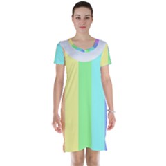 Rainbow Cloud Background Pastel Template Multi Coloured Abstract Short Sleeve Nightdress by Maspions