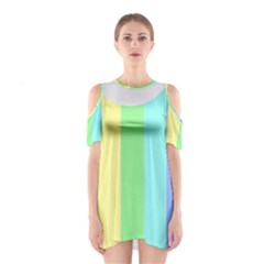 Rainbow Cloud Background Pastel Template Multi Coloured Abstract Shoulder Cutout One Piece Dress