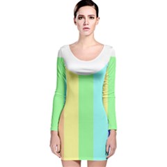 Rainbow Cloud Background Pastel Template Multi Coloured Abstract Long Sleeve Velvet Bodycon Dress