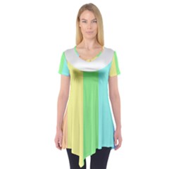 Rainbow Cloud Background Pastel Template Multi Coloured Abstract Short Sleeve Tunic 