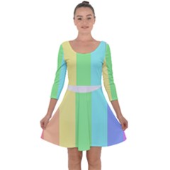 Rainbow Cloud Background Pastel Template Multi Coloured Abstract Quarter Sleeve Skater Dress