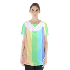 Rainbow Cloud Background Pastel Template Multi Coloured Abstract Skirt Hem Sports Top