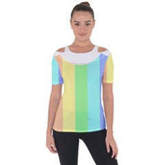 Rainbow Cloud Background Pastel Template Multi Coloured Abstract Shoulder Cut Out Short Sleeve Top