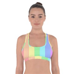 Rainbow Cloud Background Pastel Template Multi Coloured Abstract Cross Back Sports Bra