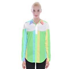 Rainbow Cloud Background Pastel Template Multi Coloured Abstract Womens Long Sleeve Shirt