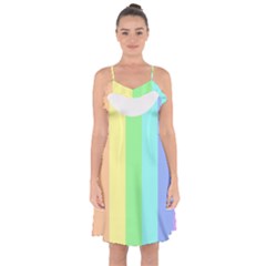 Rainbow Cloud Background Pastel Template Multi Coloured Abstract Ruffle Detail Chiffon Dress