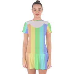 Rainbow Cloud Background Pastel Template Multi Coloured Abstract Drop Hem Mini Chiffon Dress