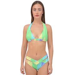 Rainbow Cloud Background Pastel Template Multi Coloured Abstract Double Strap Halter Bikini Set by Maspions